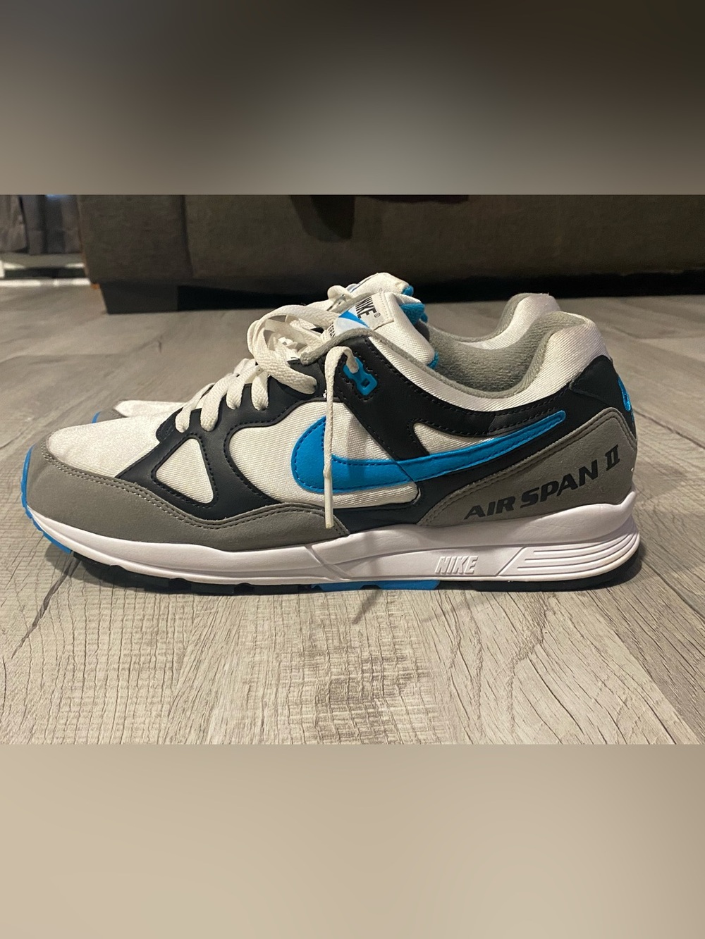 Nike Air Span II Shoes Mens Sz 12 Gray Black Blue Retro Running AH8047-001